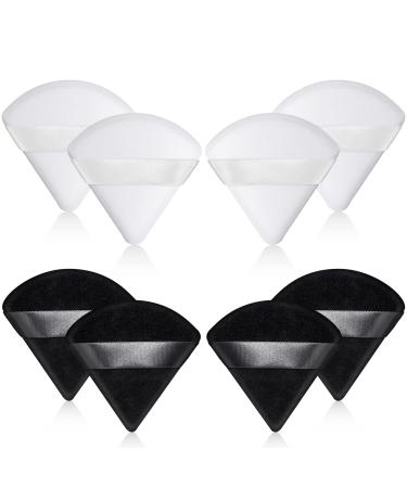 8 Pieces Powder Puff Face Makeup Velour Soft Triangle Powder Puff for Face Exquisite Makeup Eyes Contouring for Loose Mineral Body Powde Velvet Cosmetic Foundation Makeup Tool - White & Black