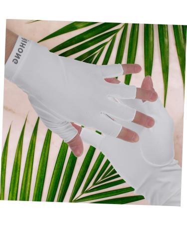 Mikinona 1 Pair UV Gloves Gel Nail Gloves Half Finger Gloves Outdoor Gloves Nail Art Skin Care Supply Summer Beach Gloves Womens Gloves UV Hand Protection Shield White LED Women's Fabric - Buy Online on GoSupps.com