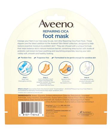 Aveeno Repairing Cica Foot Mask - 2 Single-Use Slippers for Soft, Nourished Feet - Buy Online on GoSupps.com