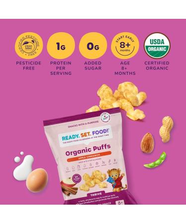 Ready Set Food Organic Puffs Early Allergen Introduction Snack 9 Top Allergens by Ready Set Food - Peanut Butter Berry Apple Cinnamon Pumpkin Banana - Pack Of 3 - Buy Online on GoSupps.com