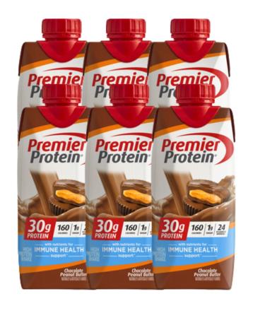 Protein Shake Chocolate Peanut Butter Premier Ready to Drink Shake 11Fl oz 30g High Protein (Bundle 6 Pack)