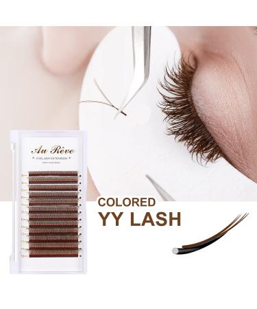 Y Lashes Extensions | Colored YY Premade Fans | Brown Eyelash Extensions D Curl 0.07mm 8-15mm Mixed Tray | Easy Fan Volume Lashes Supplies - Buy Online on GoSupps.com