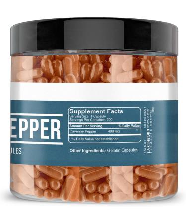 Earthborn Elements Cayenne Pepper 200 Capsules - Pure & Undiluted with No Additives - Buy Online on GoSupps.com