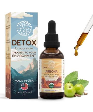 HerbEra Arizona Herbal Detox Blend - USDA Organic Extract Made in USA | Immune & Liver Support Liquid Drops | Amla Dandelion Root Eleuthero Milk Thistle Sarsaparilla | 2 fl oz