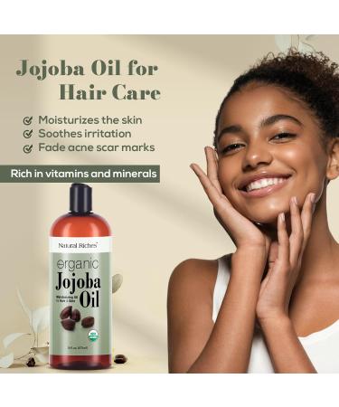 Natural Riches Organic Jojoba Oil 16 oz - Pure Moisturizing Oil for Face Hair Skin & Nails | Cold Pressed Hexane Free Carrier Oil - Buy Online on GoSupps.com