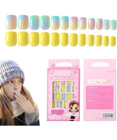 Press On Nails for Kids Little Girls Fake Nails - Children Fake Artificial False Nail Tips Pre Glue Full Nails for Girls Kids Decoration - Buy Online on GoSupps.com