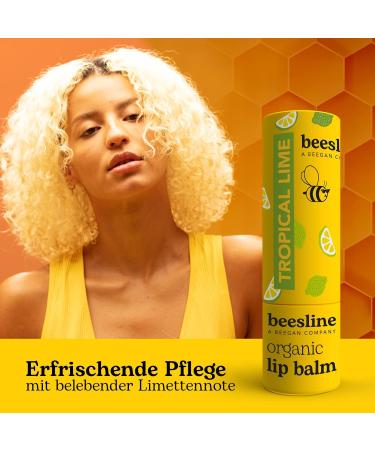Beesline Organic Lip Balm Tropical Lime - Premium Beeswax Lip Balm for Dry Lips | Refreshing & Beegan Lip Care - Buy Online on GoSupps.com