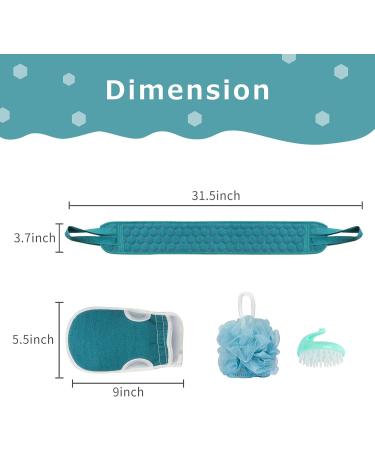 FYY Exfoliating Back Scrubber Set 4 Pack - Shower Bath Scrubber with Scalp Massager, Shampoo Brush, Loofah Sponge & Bath Glove - Deep Clean & Relax Body - Navy - Buy Online on GoSupps.com