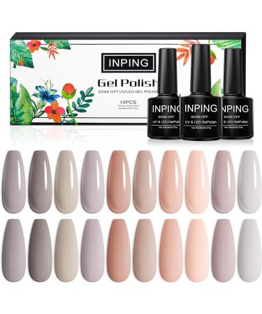 INPING Gel Nail Polish Set - 10 Natural Skin Tone Colors for French Manicure | Soak Off UV/LED | Beginner-Friendly - Buy Online on GoSupps.com