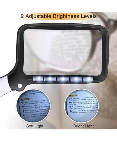 Portable LED Illuminated Lighted Magnifier 20X Handheld Large with 5 LED Lights Reading 2 Dimming Modes for Reading Small Prints Book Low Vision Senio Full of Stars - Buy Online on GoSupps.com