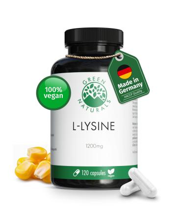 L-Lysine 1200mg - High Dose - 120 Capsules (2 Month Cure) - Fermented from Corn - 100% Natural Pure & Vegan - Supports Skin & Immune System
