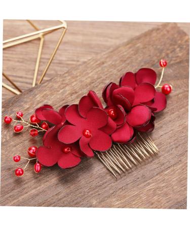 Housoutil 1pc Women Hair Accessories Accesorios Para Wedding Decoration Girl Hair Clips Hair Clips for Men Hair Accessories for Girls Rhinestone Headpiece Comb Red Korean Bride - Buy Online on GoSupps.com