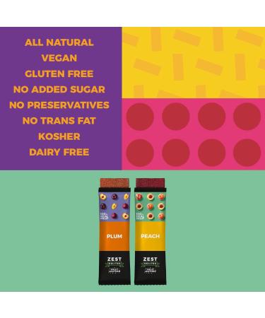 Zest Delites Dried Fruit Roll Ups 25g x 10 - Mediterranean Flavored, Gluten Free & Vegan Snacks - Peach Plum Fruit Leather - Healthy Snacks for Adults and Kids - Buy Online on GoSupps.com