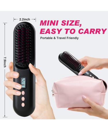 Portable Cordless Hair Straightener Brush | Ionic Hot Comb for Travel | Lightweight & Rechargeable with Fast Charger & LCD Display - Buy Online on GoSupps.com