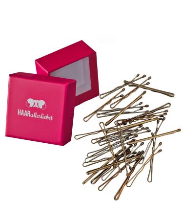 Hair -minded hair clips Little bobby pins mini (50 pieces | Dark gold | 3.4cm short) for blonde hair including box for storage