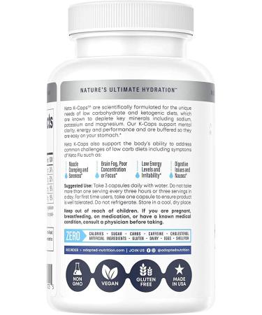 Keto K-Caps Electrolyte Capsules | 700mg Potassium Sodium Magnesium | Hydration & Leg Cramp Relief | 120 Caps | No Maltodextrin - Buy Online on GoSupps.com