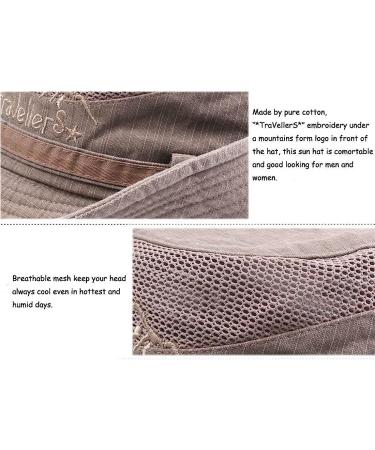 KeepSa Men's Cotton Embroidered Sun Hat | Wide Brim Bucket Hat for Summer | Khaki, Size 7 1/4-7 5/8 - Buy Online on GoSupps.com