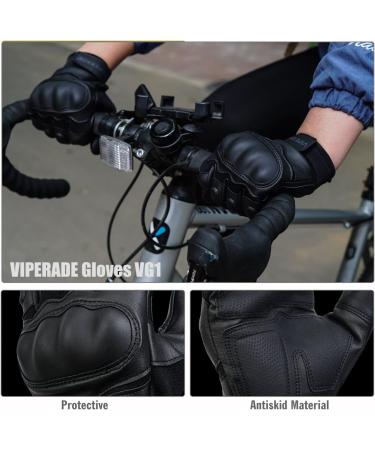 VIPERADE Leather Motorcycle Gloves | Full Finger for Motorbike ATV Bike | Men Women | Black Large - Buy Online on GoSupps.com