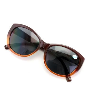 Women Bifocal Reading Sunglasses Reader Glasses Cateye Vintage Jackie Oval Brown 1.0 x