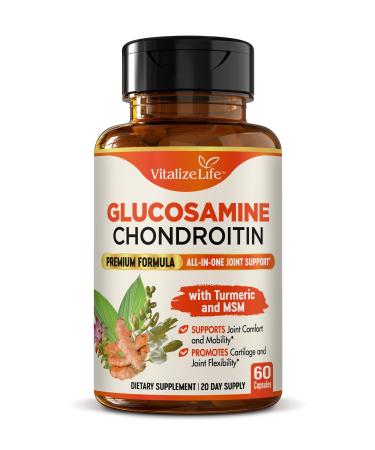 Advanced Joint Support Complex Joint Supplements for Men and Women Glucosamine Chondroitin MSM Capsules with Turmeric for Cartilage Mobility and Flexibility Made in USA