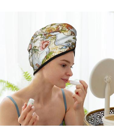 Soft Super Absorbent Ducks and Flowers Microfiber Hair Towel Wrap for Women - Quick Dry Coral Velvet Cap for Long Curly & Thick Hair - Buy Online on GoSupps.com
