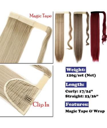 24 Inch Long Curly Wavy Wrap Around Ponytail Clip In Hair Extension - Ash Blonde/Bleach Blonde Mix - One Piece Hairpiece for Women - Buy Online on GoSupps.com