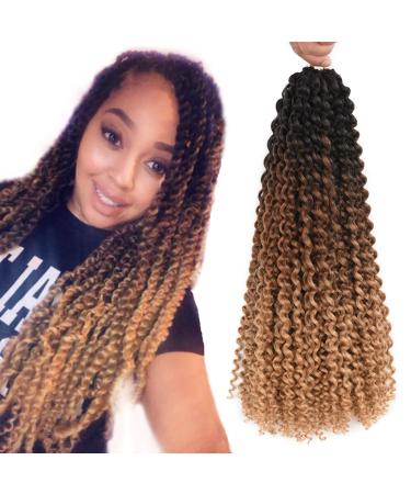 Passion Twist Hair Water Wave Crochet Hair For Black Women 18 Inch 6 Packs Passion Twists Braiding Hair Long Bohemian Curly Crochet Braids Synthetic Hair Extensions (18inch Black-dark brown-light brown) 18 Inch (Pack of...