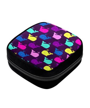 GIAPB Period Bag Sanitary Napkin Storage Bag Pad Holder for Period Makeup Pouch Colorful Whale Background Color2769
