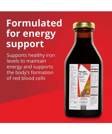 Gaia Herbs Floradix Iron + Herbs Liquid Supplement | 8.5 fl oz - Boost Energy & Vitality - Buy Online on GoSupps.com