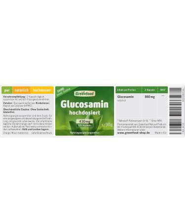 Greenfood Glucosamine 430 mg - High Dose Non-GMO 120 Capsules - No Artificial Additives for Joint Health - Buy Online on GoSupps.com