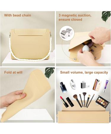 Drawzone Silicone Makeup Bag with Travel Brush Holder | Trendy Cosmetic Bag for Women | Portable Toiletry Bag in Khaki - Buy Online on GoSupps.com