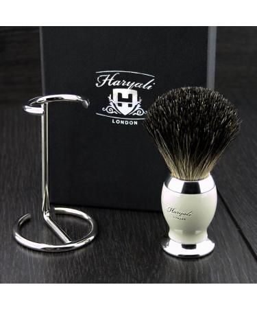 Premium Badger Hair Shaving Brush for Men - Ivory & Metal Base Stainless Steel Chrome Finish | International Shipping - Buy Online on GoSupps.com