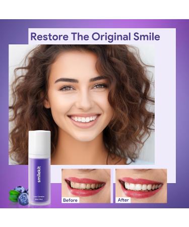 Purple Teeth Whitening Toothpaste | Effective Color Correction for White Teeth | Mild Mint Flavor - 30ml - Buy Online on GoSupps.com