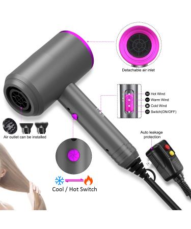 Ionic Hair Dryer 1800W Professional Blow Dryer with AC Motor | Negative Ion Technology | 3 Heat/2 Speed/Cold Settings | 2 Nozzles & 1 Diffuser | Home, Salon, Travel - Women, Kids - Buy Online on GoSupps.com