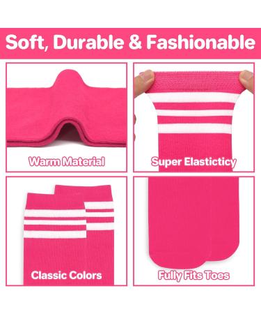 Kids Toddler Soccer Socks - 2 Pack Knee High Cotton Striped Tube Socks (3-6 Years) - Hot Pink/White, Black/White - Buy Online on GoSupps.com