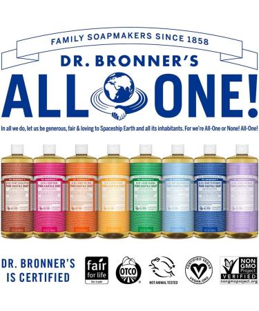 Dr. Bronner's Almond Pure-Castile Liquid Soap - 18-in-1 Organic Formula for Face, Body, Hair & Home - 946ml - Buy Online on GoSupps.com