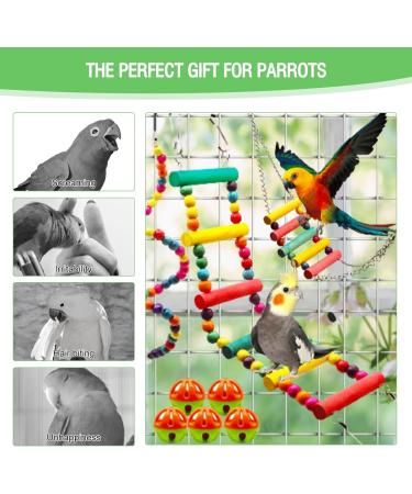 MQUPIN Bird Parrot Toys 12 Pack Budgie Toys Parrots Cage Toys Hanging Swing Climbing Shredding Perches Toys Ladders Sepak Takraw Parrot Bite Toy Cockatiel Toys for Parakeet Budgerigar M-7.9inch - Buy Online on GoSupps.com