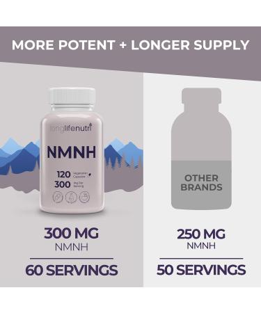 LongLifeNutri NMNH 300mg (Dihydronicotinamide Mononucleotide) - 120 Vegan Capsules 2-Month Supply NMN Alternative NAD Supplement for Energy & Longevity Lab Tested Made in USA 120 Count (Pack of 1) - Buy Online on GoSupps.com