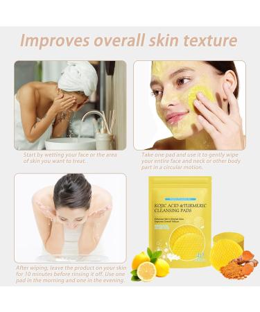 Kojic Acid and Turmeric Pads Turmeric Kojic Acid Pads Exfoliating Face Turmeric Kojic Pads Turmeric Kojic Cleansing Pads for Dark Spots Dull Skin Helps Balance Skin Oil and Water - Buy Online on GoSupps.com