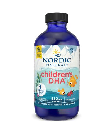 Nordic Naturals Children's DHA 530mg Omega-3 Cod Liver Oil Strawberry Flavor with EPA & DHA 236 ml Lab Tested Soy Free Gluten Free Non-GMO