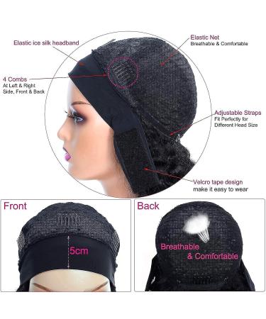 SWEETGIRL Short Curly Headband Wig for Black Women - Human Hair Pixie Cut 150% Density Natural Black 6 Inch - Glueless Water Wave Half Wig - Buy Online on GoSupps.com