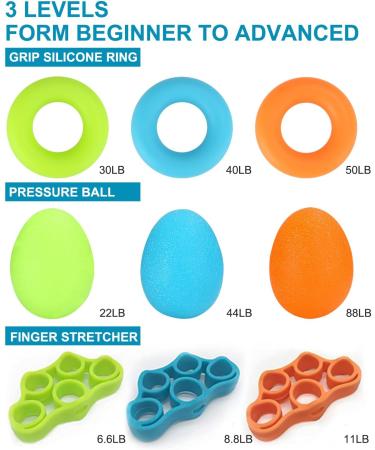 JISSTA 10-Pack Hand Trainer - Egg-Shaped Finger Resistance Bands for Strength & Rehabilitation - Buy Online on GoSupps.com