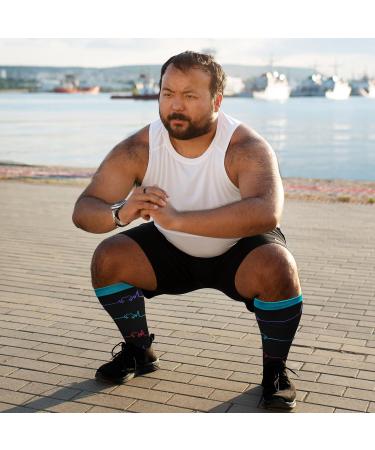 Zfsock Compression Stockings for Thick Calves | Medical Support Socks 20-30mmHg for Men & Women | Oversize Travel & Sport Socks for Nurses | 3XL Heartbeat Design - Buy Online on GoSupps.com