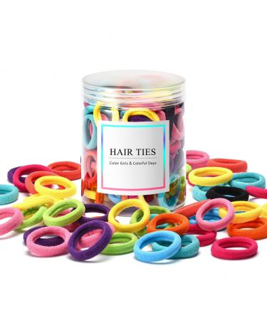 100 Pcs Baby Hair Ties, Seamless Cotton Toddler Hair Ties for Girls and Kids, Multicolor Small Soft Hair Elastics Ponytail Holders(10Colors) A-mixed color
