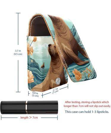 Buy Travel Lipstick Organizer Case - Portable Makeup Bag with Mirror & Ocean Animal Seal Art | Perfect for Cosmetics Storage - Buy Online on GoSupps.com