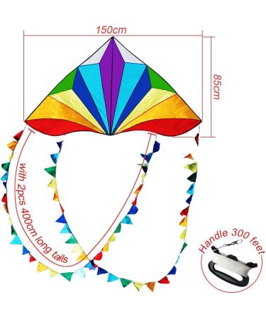 HONBO Large Delta Kite for Kids & Adults - Easy-to-Fly Beach Kite with Colorful Tail - Includes String Line - Ideal for Beginners - Buy Online on GoSupps.com