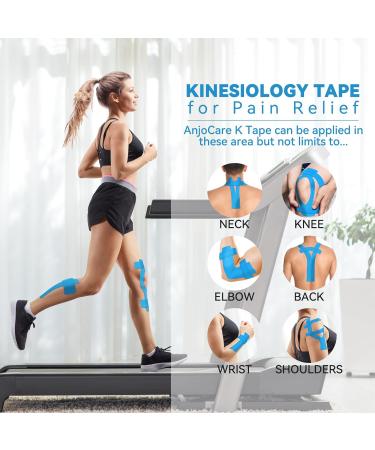 Anjocare Kinesiology Tape - Elastic Therapeutic Sports Tapes for Muscle & Joint Support (2 Rolls 5m x 5cm) - Uncut Blue Physio Tape for Shoulder Ankle Elbow & Knee - Buy Online on GoSupps.com