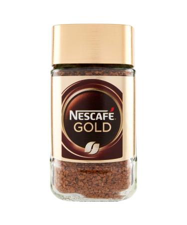 NESCAF Nestl Nescaf Gold Caff Soluble Instant Coffee with roasted and ground coffee gluten-free in a glass 50g