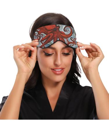 Haskirky Light Blocking Eye Mask - Breathable & Adjustable for Men and Women - Ideal for Travel, Yoga, Meditation, Office Deep Sleep - Wavy Red Octopus Design - Buy Online on GoSupps.com
