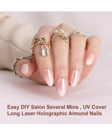 Polychrome Air Press On Nails Set - 30pcs Pink Glazed Almond Reusable Fake Nails with Glue & Tabs for Parties Events & Dating - Buy Online on GoSupps.com